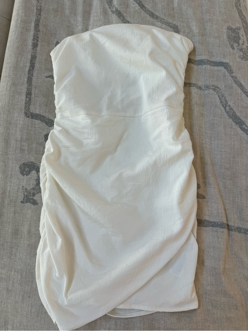 Zara Strapless White Ruched Mini Dress